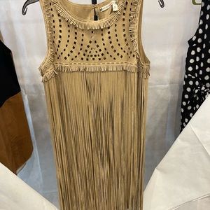Sleeveless fringe suede dress